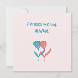 Handritad blått och rosa tulips mosaikinspirerad kort