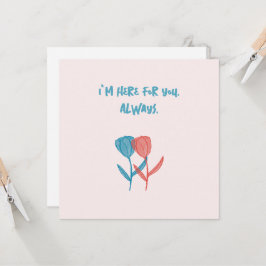 Handritad blått och rosa tulips mosaikinspirerad kort