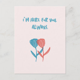 Handritad blått och rosa tulips mosaikinspirerad vykort