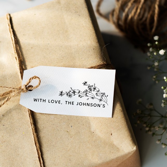 Handritad Blomma Med Kärlek Familjenamn Stämpel (Hand Drawn Floral With Love Family Name Rubber Stamp)