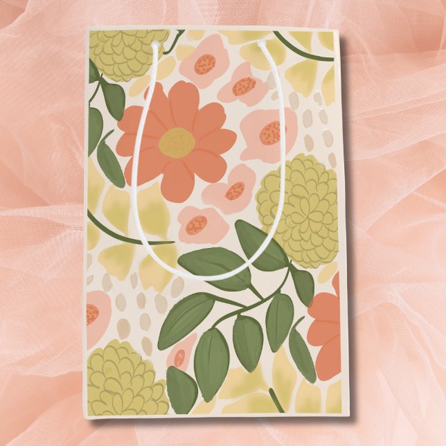 Handritad blommig presentväska – Whimsical Blomnin (Floral Gift Bag )