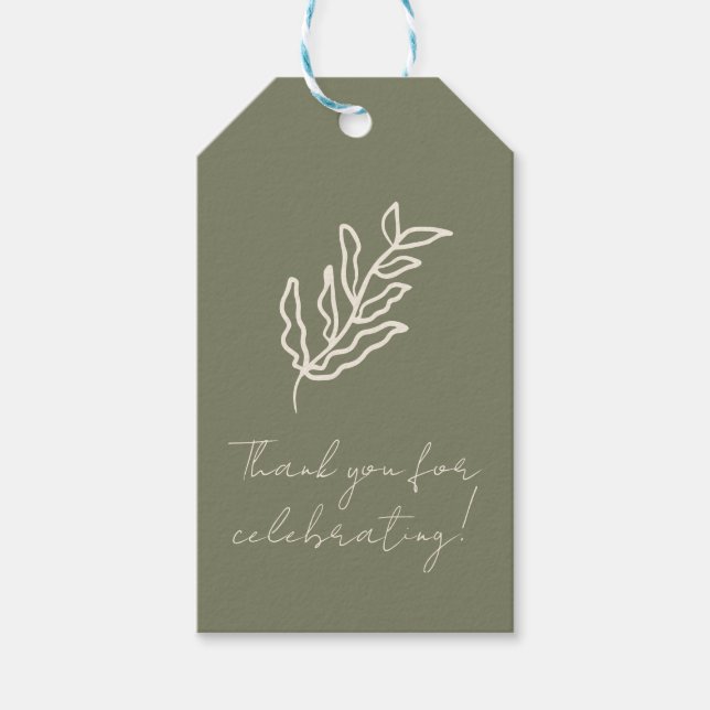 Handritad blomster botanisk klotter bröllopsdusch presentetikett (Framsidan)