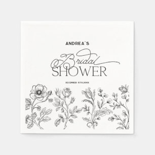 Handritad blomster elegant modern bröllopsdusch pappersservett