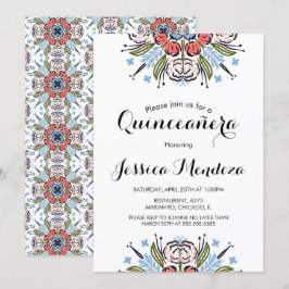 Handritad blomster-quinceañera Sweet 16 med päron Inbjudningar