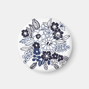 Handritad blomsterdekoration magnet