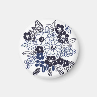 Handritad blomsterdekoration magnet