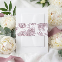 Handritad Botanisk Blommig Pion Ros Bröllop