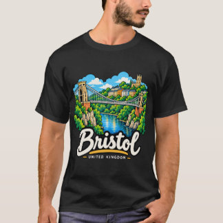 Handritad Bristol Storbritannien Reskonst T Shirt