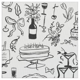 handritad bröllop äktenskap champagnefontän tyg