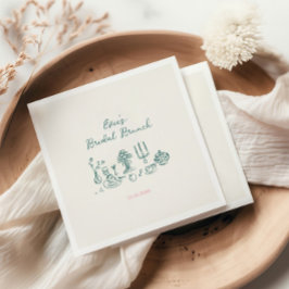 Handritad Bröllopsbrunch Pappersservett