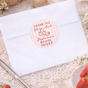 Handritad Bröllopsdusch för Berry In Love - Tackko Runt Klistermärke