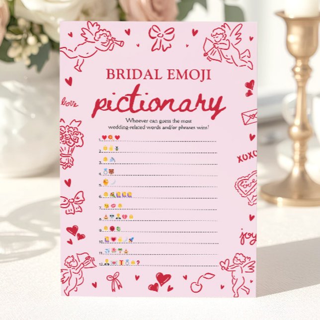 Handritad Bröllopsfest Emoji Pictionary-spel Inbjudningar (Hand Drawn Bridal Shower Emoji Pictionary Game)