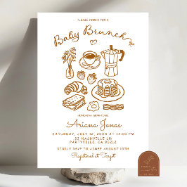 Handritad Brunch Baby Shower Inbjudan