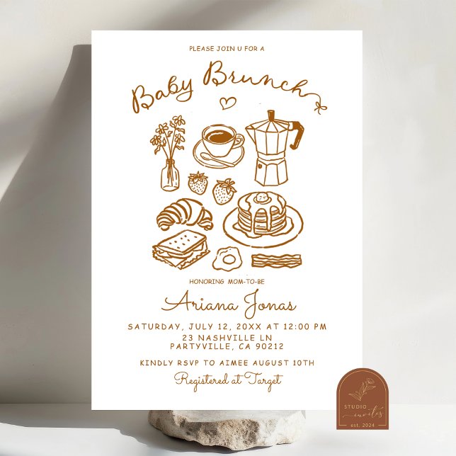 Handritad Brunch Baby Shower Inbjudan (Skapare uppladdad)