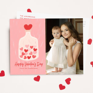 Handritad Burk på Hearts Photo Valentine Day Helg Vykort