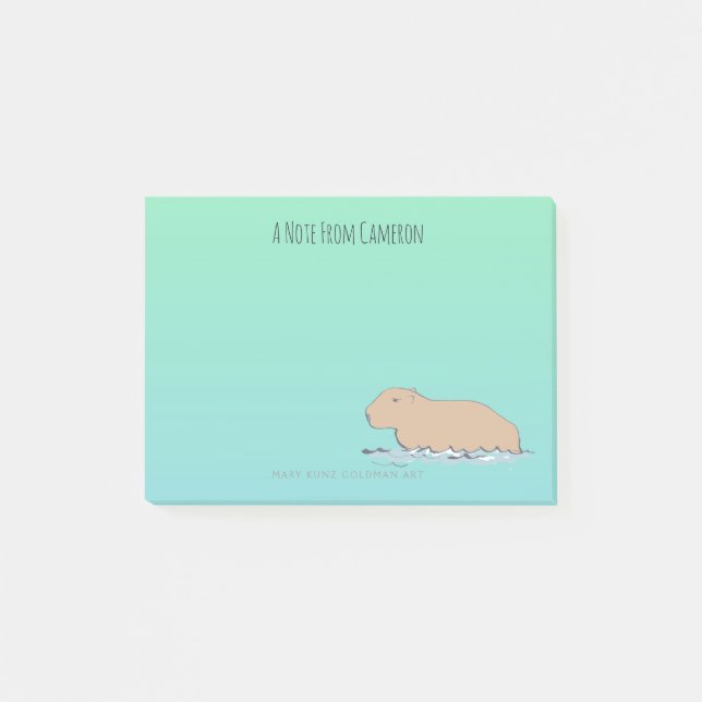 Handritad Capybara Cute Wildlife Zoo Animal Post-it Block (Framsida)