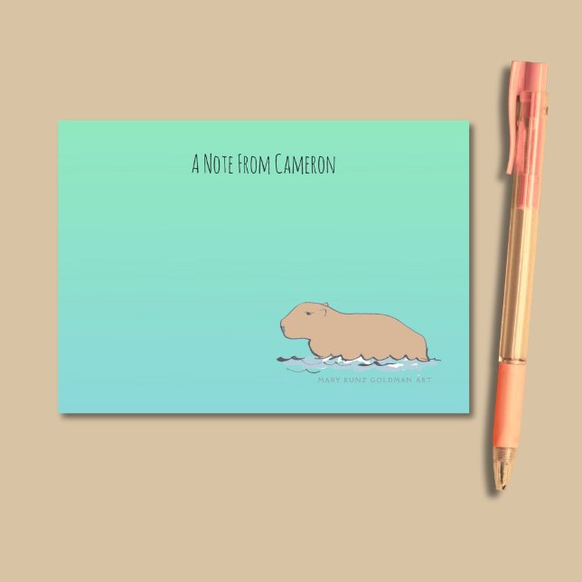 Handritad Capybara Cute Wildlife Zoo Animal Post-it Block (These handy notes feature my own hand-drawn capybara and humorous, vintage style typography.)