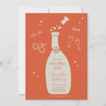 Handritad Champaign Bröllopsdusch Inbjudan 