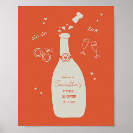 Handritad Champaign Bröllopsfest Skylt