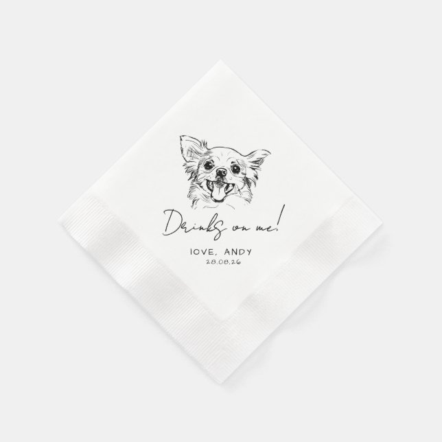 Handritad chihuahua Dricker på mig Cocktail Pappersservett (Hörn)