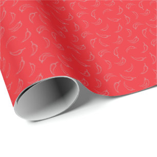 Handritad chilensk paprika på rött presentpapper