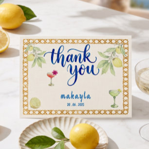 Handritad Ciao Bella Citron Bröllopsdusch Tack Kort