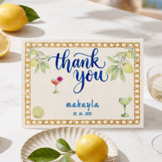 Handritad Ciao Bella Citron Bröllopsdusch Tack Kort