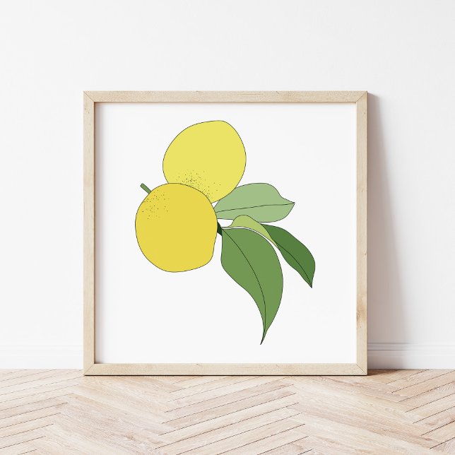 Handritad Citrus Citron Gren Kökskonst Poster (Skapare uppladdad)