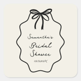 Handritad Coquette Bow Bröllopsfest  Fyrkantigt Klistermärke