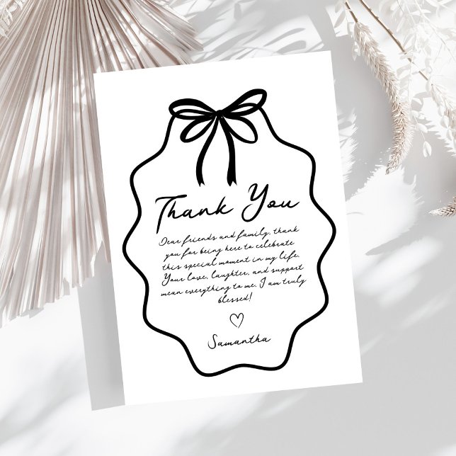 Handritad Coquette Bow Bröllopsfest Tack Kort (Skapare uppladdad)