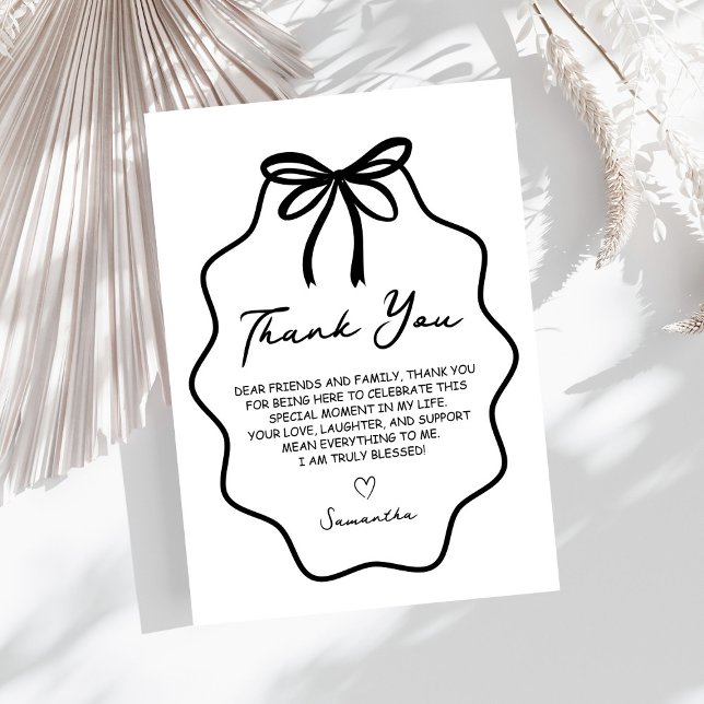 Handritad Coquette Bow Bröllopsfest Tack Kort (Skapare uppladdad)