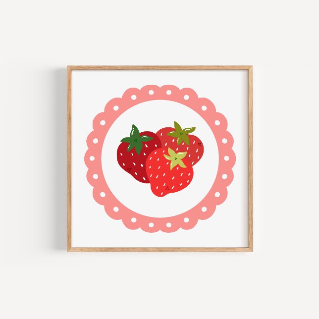 Handritad Coquette Jordgubbs Konsttryck Poster (Skapare uppladdad)