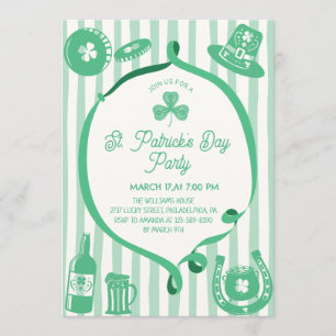 Handritad Coquette Ram Streck St Patrick's Day Inbjudningar