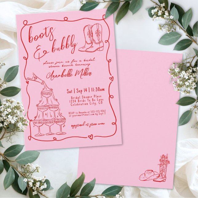 Handritad Cowgirl Country Bröllopsdusch Inbjudningar (Hand Drawn Cowgirl Country Bridal Shower Invitation)
