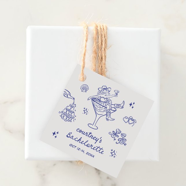 Handritad Cowgirl Sängvätning Helg Gåvor Etiketter (Skapare uppladdad)