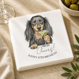 Handritad Dachshund Dirty Martini Klotter Cocktail Pappersservett