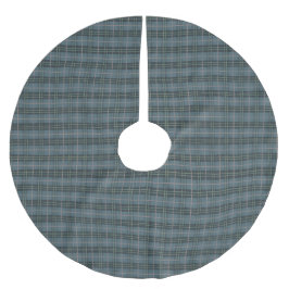 Handritad dammig blå rutig Tartan-mönster Julgransmatta Borstad Polyester