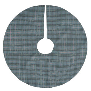 Handritad dammig blå rutig Tartan-mönster Julgransmatta Borstad Polyester