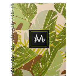 Handritad djungelvegetation Brun blad   Anteckningsbok