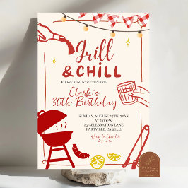 Handritad Doodle Grill och Chill BBQ-fest inbjudan