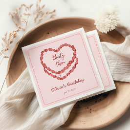 Handritad Doodle Vintage Cake Rosa Red Birthday Pappersservett
