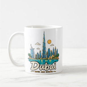 Handritad Dubai Förenade Arabemiraten Reskonst Lan Kaffemugg