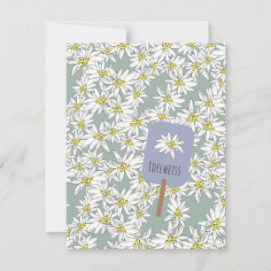 Handritad Edelweiss Ljud av Music Botanical Anteckningskort