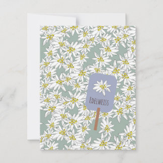 Handritad Edelweiss Ljud av Music Botanical Anteckningskort