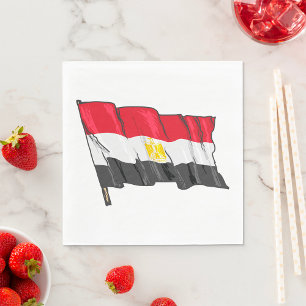 Handritad Egyptenflagga med distresserad finish Pappersservett