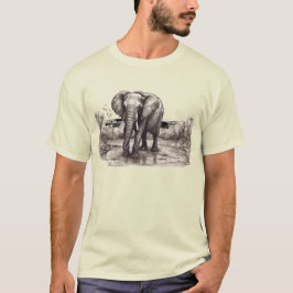 HANDRITAD ELEFANT T SHIRT