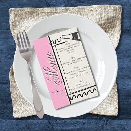 Handritad Elegant Enkel Rosa & Kräm Bröllop Flygblad