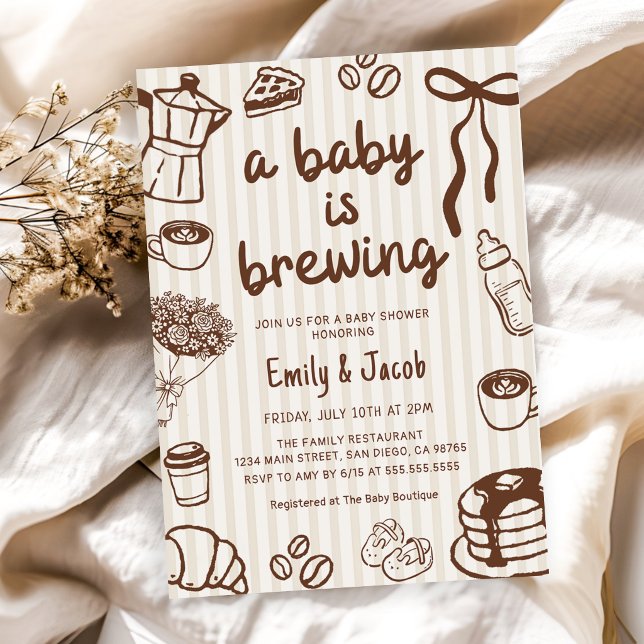 Handritad En baby brygger kaffe Baby Shower Inbjudningar (Skapare uppladdad)