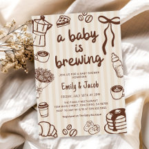 Handritad En Baby Brygger Kaffe Baby Shower