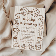 Handritad En Baby Brygger Kaffe Baby Shower